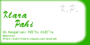 klara pahi business card